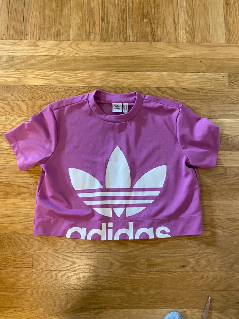 adidas Pink Cropped Trefoil Tee